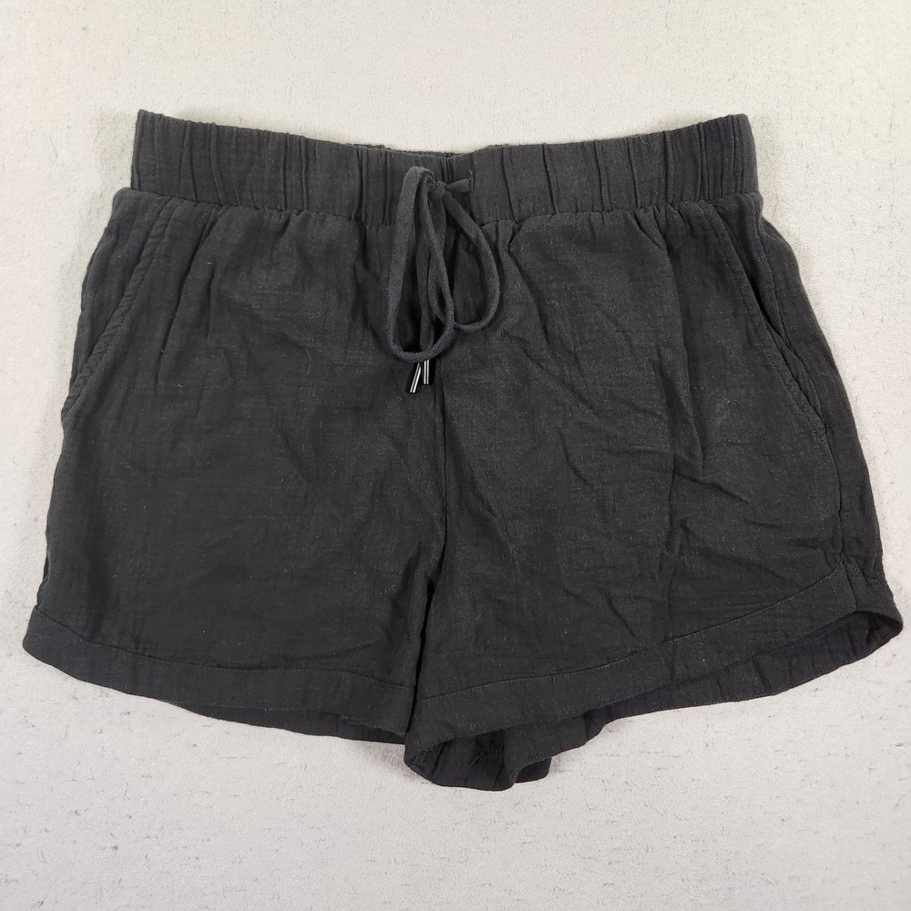 CALIA Dolphin High Rise Swim Cover Up Shorts Black M Pockets Drawstring NWT